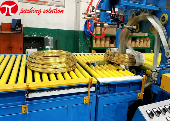 Customized automatic copper coils packing line with weighing and wrapping machine
